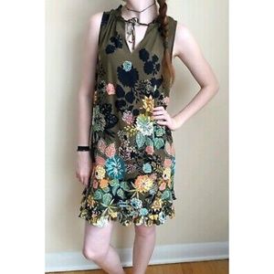 ANN TAYLOR LOFT Dress Olive Green FLORAL